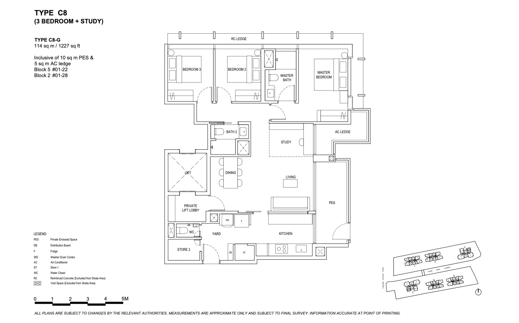 The Continuum Type C8 3 Bedroom + Study Floor Plan